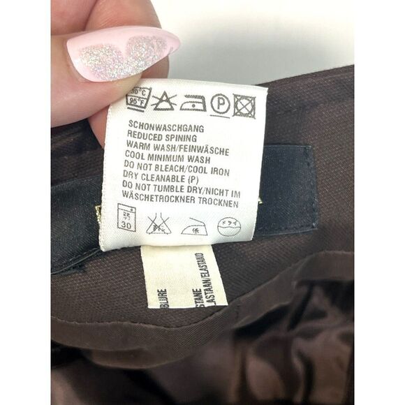 Escada Skirt Brown Pencil Zipper Pockets Pleat Lined Size 4 US 34 German - Picture 5 of 16